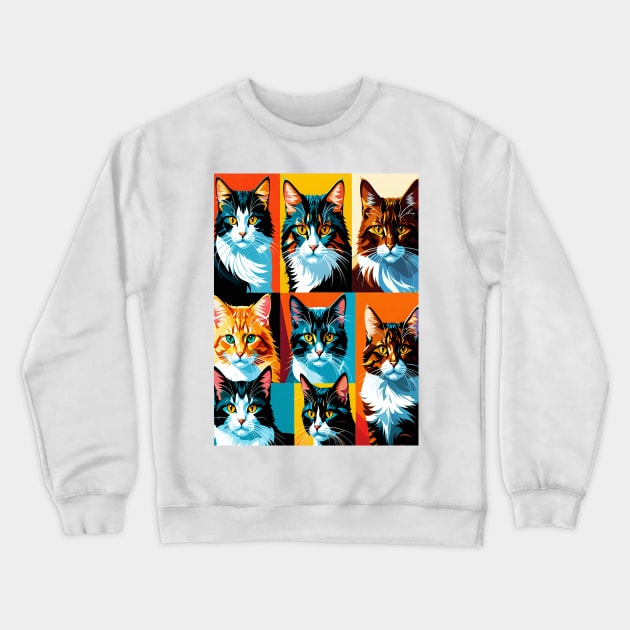 Pop Art Cat Portraits Crewneck Sweatshirt by Banyu_Urip